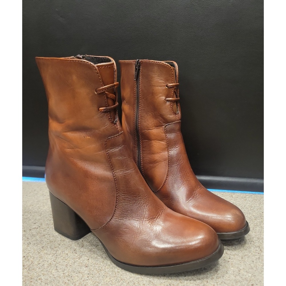 Genuine Leather Sesto Meucci Heeled Bootie Size 6 1/2 Made In Italy